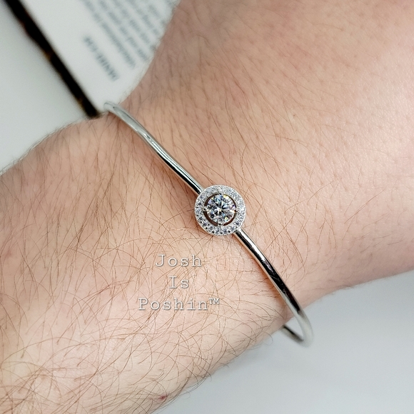 1/2CT T.W. Moissanite adjustable slip on bracelet in sterling silver - Picture 1 of 11